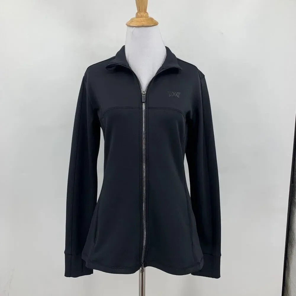 PXG Jacket Womens S Small Black Full Zip Softshell Thumbholes‎ Stretch Golf